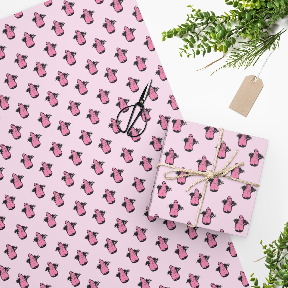 Little Boner! Wrapping Paper - Pink & Black