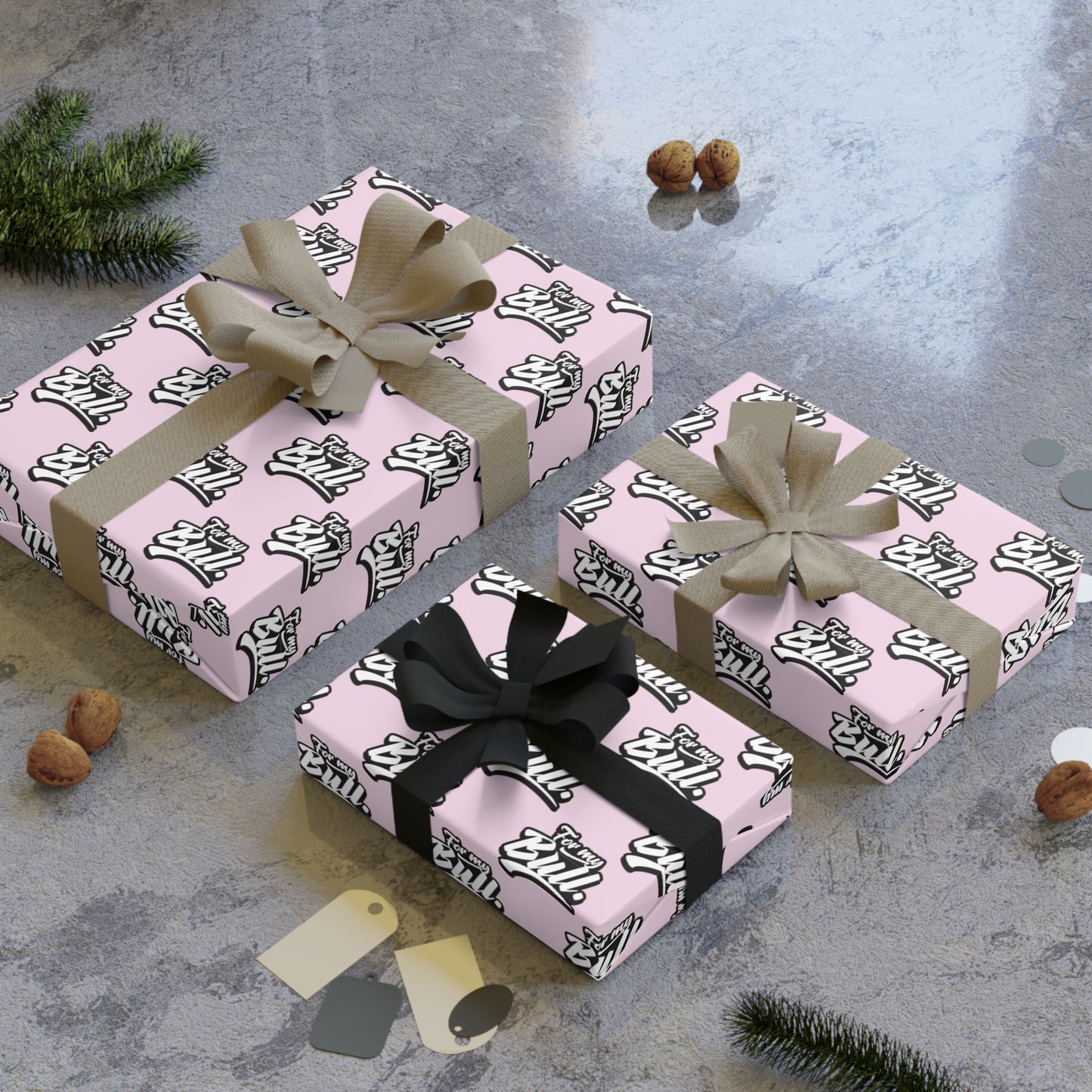 For my Bull! Wrapping Paper - Pink & Black