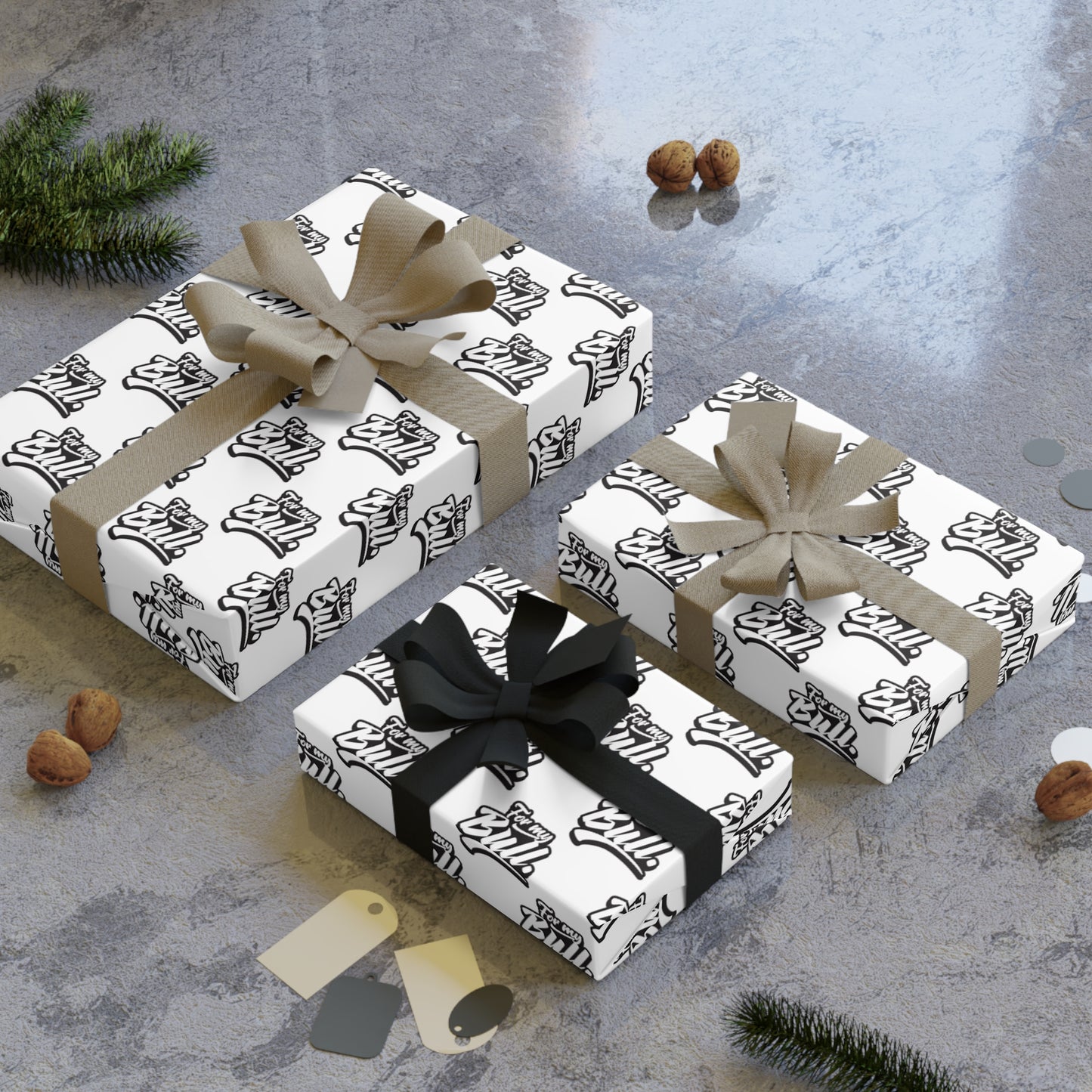 For my Bull! Wrapping Paper - White & Black