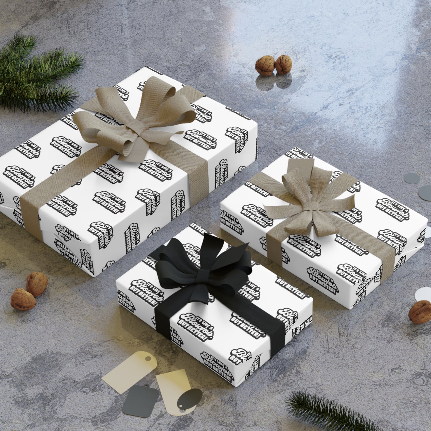 It's like a Blowjob, but Better! Wrapping Paper - White & Black