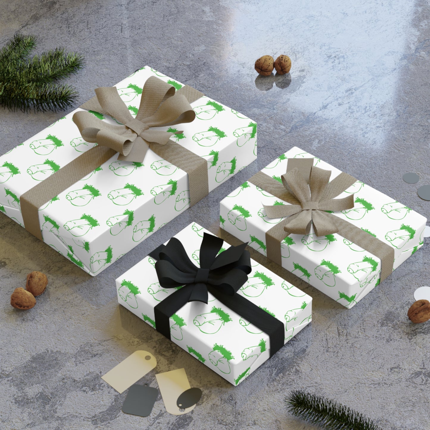 Flaccid Penis! Wrapping Paper - White & Green