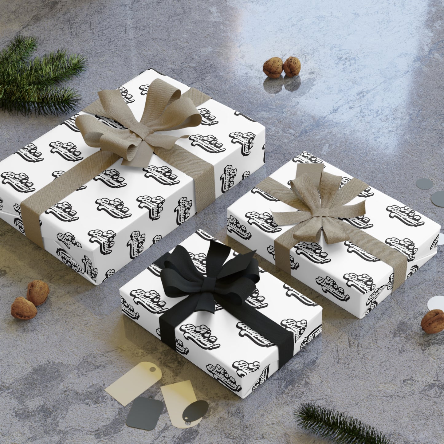 It's a Buttplug! Wrapping Paper - White & Black